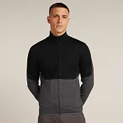 【紐西蘭Icebreaker】男 DESCENDER RealFleece™ 長袖刷毛保暖外套-400 M 黑/深灰