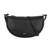 BURBERRY 金字燙印Logo 牛皮半月形斜背包 (黑色)