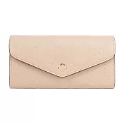 GUCCI 大GG Logo 淡金釦翻蓋信封式長夾 (米白色)