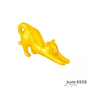 J’code真愛密碼金飾 貓跳台-伸懶腰貓咪硬金擺件