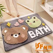 【iSFun】羊羔絨毛 腳踏防滑浴室吸水地墊50x80cm/熊與蛙 熊與蛙