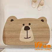 【iSFun】動物大臉 吸水珪藻土軟地墊50x80cm/木紋大熊 木紋大熊