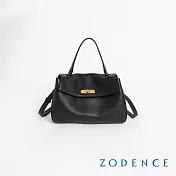 ZODENCE OPHELIA進口真皮垂墜感手提斜背包 黑