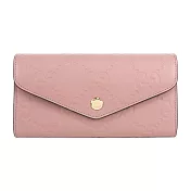 GUCCI 大GG Logo 淡金釦翻蓋信封式長夾 (玫瑰粉)
