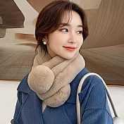 Seoul Show首爾秀 100%獺兔毛三管加厚圍脖真毛皮草圍巾  奶茶