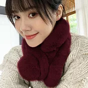 Seoul Show首爾秀 100%獺兔毛三管加厚圍脖真毛皮草圍巾  酒紅