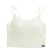 日系韓風 PEACH JOHN x LECIEN 聯名款 細肩帶半截式Bra top 甜酷風露臍短版-13728474 M 象牙白