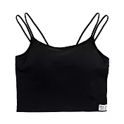 日系韓風 PEACH JOHN x LECIEN 聯名款 細肩帶半截式Bra top 甜酷風露臍短版-13728474 M 黑色