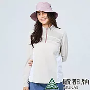 【ATUNAS 歐都納】女款SOLAR-FLEECE薄刷毛長袖立領拉鍊衫/POLO衫/大尺碼A1PS2338W- XL 沙丘色