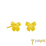 【Just Gold 鎮金店】格紋蝶語 黃金耳環