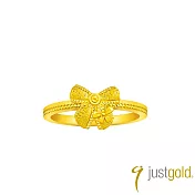 【Just Gold 鎮金店】格紋蝶語 黃金戒指 港圍  13  金色