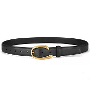 『本革職人』真皮 多尺碼 針扣式皮帶 女款 俐落自信C型扣環皮帶 -黑色100cm