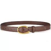 『本革職人』真皮 多尺碼 針扣式皮帶 女款 俐落自信C型扣環皮帶 -咖啡色100cm