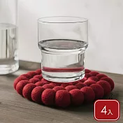 《danica》Heirloom羊毛氈圓杯墊4入 - 殷紅