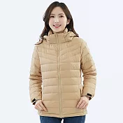 【遊遍天下】女款顯瘦中長版防潑水防風保暖羽絨外套(GJ22052) 3XL 卡其