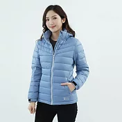 【遊遍天下】女款顯瘦中長版防潑水防風保暖羽絨外套(GJ22052) XL 灰藍