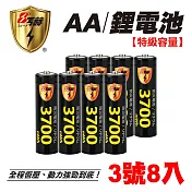 【8馬赫】3號/AA 恆壓可充式 1.5V鋰電池 全新特大能量 3700mWh 8入