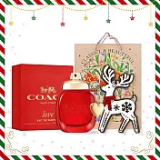 COACH 女性淡香水耶誕禮讚組(香水/香精30ml+麋鹿擴香擺飾)附品牌禮袋-國際航空版 時尚戀紅