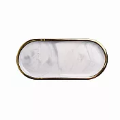 【收納職人】奢雅金邊大理石紋陶瓷桌面收納盤/首飾盤/玄關盤/托盤_2色任選 大理石灰
