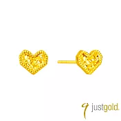 【Just Gold 鎮金店】閃閃心語 黃金耳環 (網路限定)