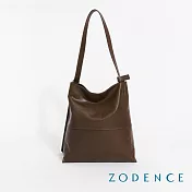 ZODENCE NYDIA植鞣真皮極簡個性垂墜感肩背包 咖啡色