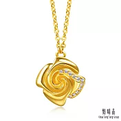 【點睛品】絢麗玫瑰 鑽石黃金項鍊
