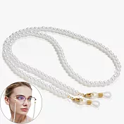 seoul show首爾秀 6mm仿珍珠串珠兩用口罩掛繩鏈墨鏡平光眼鏡鍊老花近視防丟鍊  金色