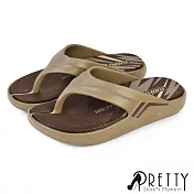 【Pretty】男 拖鞋 防水拖鞋 夾腳拖鞋 厚底 居家 輕量 EU40 卡其色
