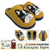 【Kusuguru Japan】日本眼鏡貓 拖鞋 相良刺繡絨毛保暖蓬軟觸感 橡膠止滑鞋底室內拖鞋 - Animal Mode款 -黃色