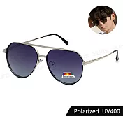 【SUNS】時尚飛行員偏光墨鏡 Polarized太陽眼鏡 中性駕駛墨鏡 彈簧鏡腳 防眩光 抗UV400 S952 銀框上灰下藍