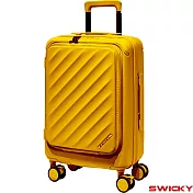 【SWICKY】20吋繽紛旅途系列前開式旅行箱/登機箱/行李箱(琥珀黃)