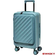 【SWICKY】20吋繽紛旅途系列前開式旅行箱/登機箱/行李箱(湖藍)