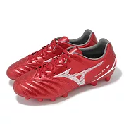Mizuno 足球鞋 Monarcida Neo III Select 寬楦 男鞋 紅 白 皮革 塑膠釘鞋 美津濃 P1GA2525-60