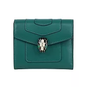 BVLGARI Serpenti Forever 蛇頭小牛皮三折短夾_展示品 (祖母綠)