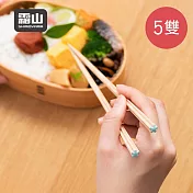 【日本霜山】天然楓木花朵造型止滑筷-5雙- 藍