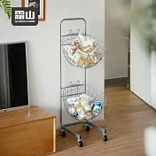 【日本霜山】復古風移動式雙層置物收納籃架
