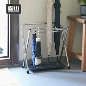 【日本霜山】簡約風不鏽鋼8格傘架/雨傘收納架(附集水盤)