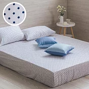 【麗塔寢飾】40支紗精梳棉 單人床包 幾何圓點 藍色
