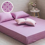 【麗塔寢飾】40支紗精梳棉 雙人加大床包枕套三件式 幾何圓點 紫色