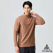 【ATUNAS 歐都納】男款經典保暖拉鍊衫/立領衫/POLO衫/大尺碼A8PS2568M- 3XL 淺棕/深咖