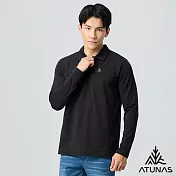 【ATUNAS 歐都納】男款循環長袖排汗POLO衫/大尺碼A8PS2566MC- M 黑