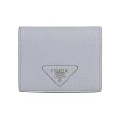 PRADA 縫線三角Logo 牛皮二折零錢袋短夾_展示品 (矢車菊藍)