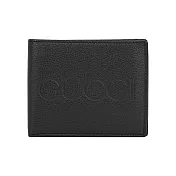 GUCCI Aria 系列標誌壓印皮革對開6卡短夾_展示品 (黑色)