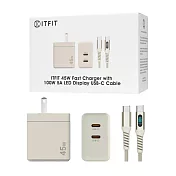 Samsung三星 原廠 ITFIT 45W GaN雙孔+100W 5A 雙Type-C 快充組 (ITPW37BE) 米色