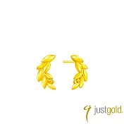 【Just Gold 鎮金店】金葉愛戀 黃金耳環 (網路限定)