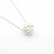 ☆§海洋盒子§☆優雅珍珠花球925純銀項鍊.白金色