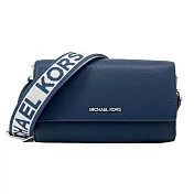 MICHAEL KORS JET SET ITEM織紋寬帶皮革翻蓋斜背包-(多色選) 深藍