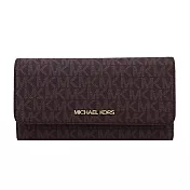 MICHAEL KORS JET SET TRAVEL 翻蓋滿版三折長夾-(多色選) 咖