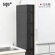 【日本squ+】Storanti日製17面寬抽屜式隙縫收納櫃附輪(1S+2M+1L)- 黑