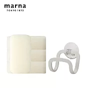 【日本Marna】日本製廚房易起廚房泡海綿4入+海綿架 白色4入+海綿架